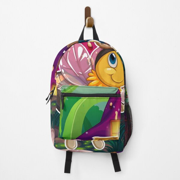Item preview, Purple mushroom house and adorable bee holding honey bowl on his head designed and sold by Fanatic Nerd.