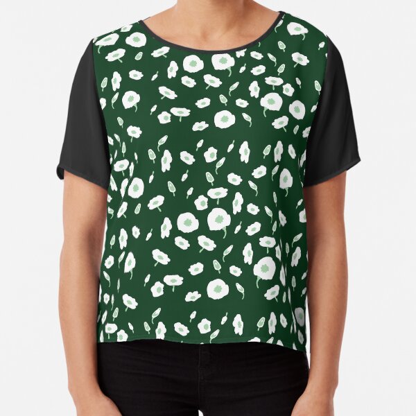 Aperçu de l'œuvre Motif français floral blanc vert bouteille créée et vendue par Mehwish.