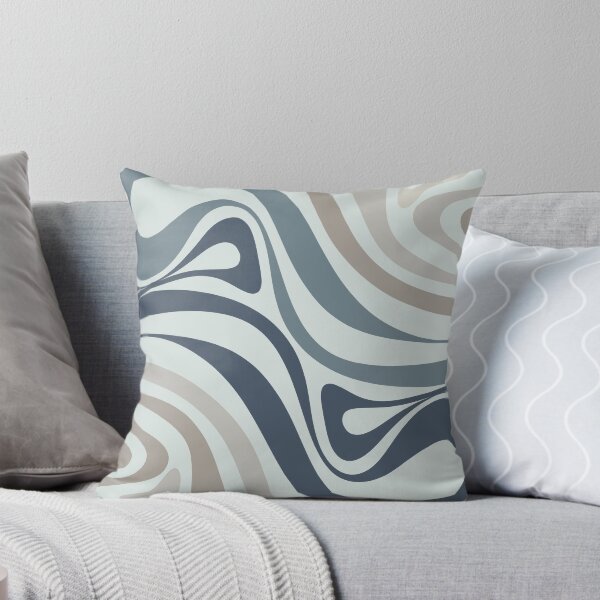 Aperçu de l'œuvre Nouveau motif abstrait Groove Retro Swirl en gris bleu glacier neutre créée et vendue par kierkegaard.