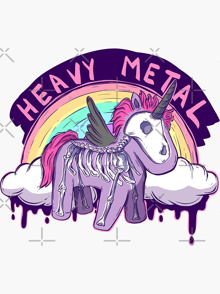 "Heavy Metal Unicorn Skeleton " Sticker for Sale by jess1586 Redbubble