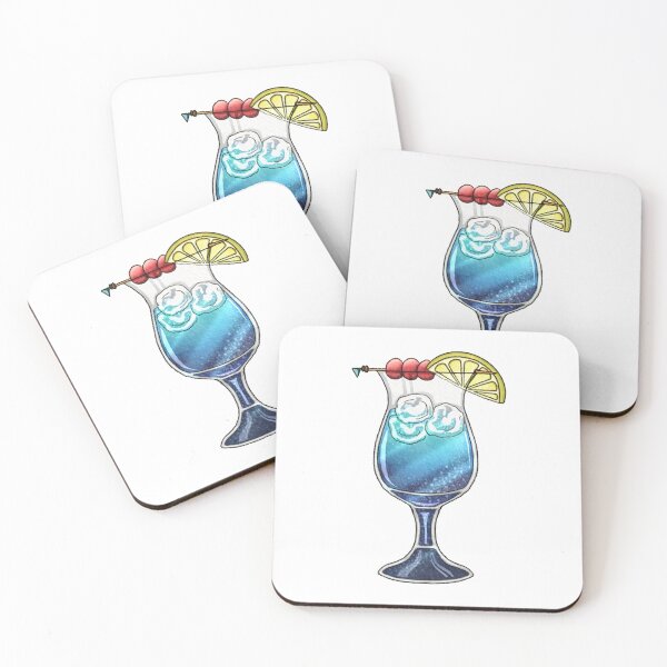 Item preview, Blue drinks - Cocktail with cherry on top and slice of lime designed and sold by Fanatic Nerd.