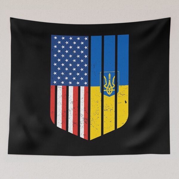Item preview, US Ukraine Flag Shield designed and sold by FanaticTee.