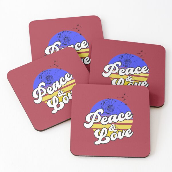 Item preview, Peace and Love, Blue Yellow Retro Peace Dandelion Gift for Wife designed and sold by DiensDesign.