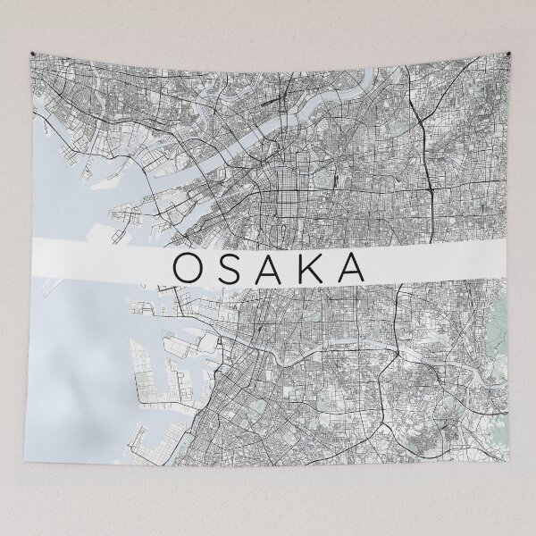 Item preview, Osaka map minimalist in color with blue and green designed and sold by DesireeVDA.