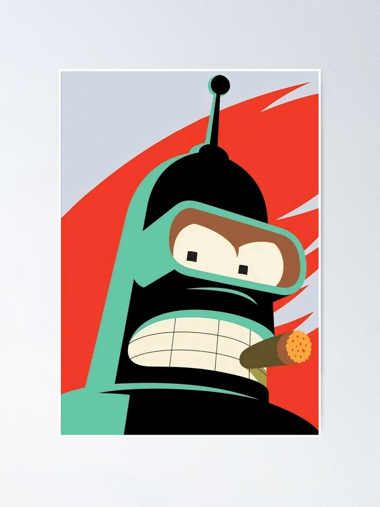 Bender Futurama Futurama Lithography Art Mortal Komba