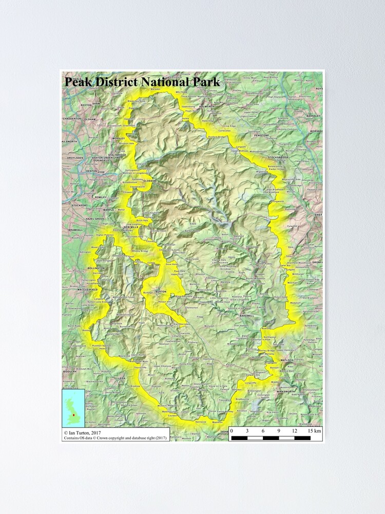 Peak District Wall Map Peak District National Park" Poster By Ianturton | Redbubble