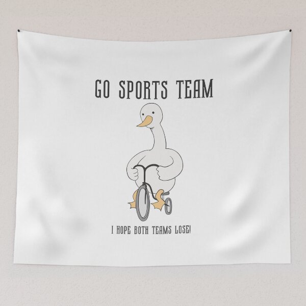 Item preview, GO SPORTS TEAM I HOPE BOTH TEAMS LOSE FUNNY DUCK WITH BICYCLE designed and sold by karibenart.