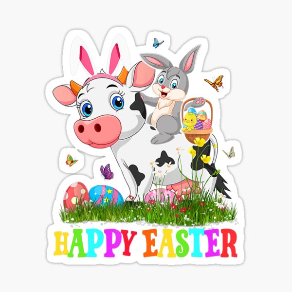 Item preview, Cute Bunny Riding Cow Easter Egg Cute Rabbit Easter Day designed and sold by Humber19912.