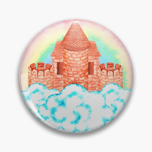 Item preview, Castle in the clouds and a rainbow. Watercolor illustration. designed and sold by Trilisti.