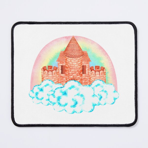Item preview, Castle in the clouds and a rainbow. Watercolor illustration. designed and sold by Trilisti.