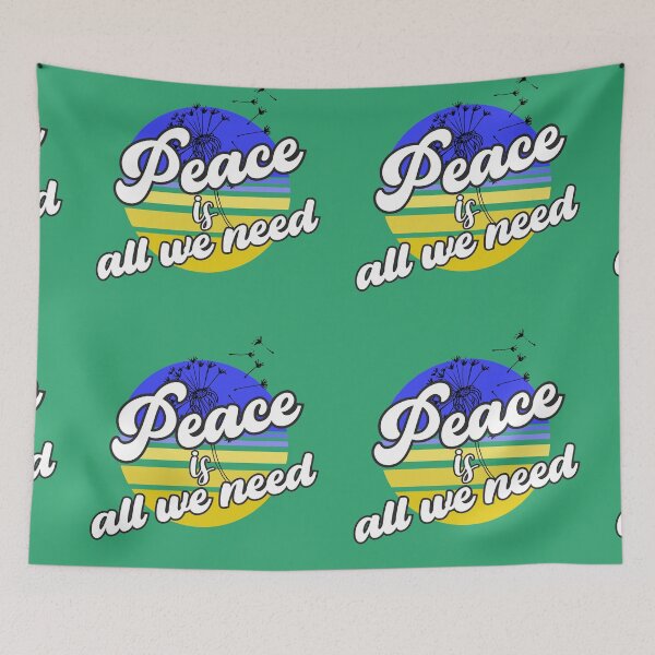 Item preview, Peace is all We Need, Blue Yellow Retro Peace Dandelion Gift for Grandma designed and sold by DiensDesign.