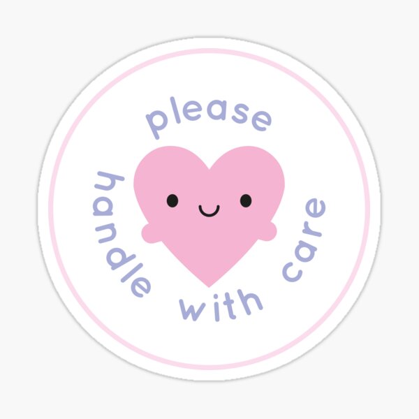 Handle With Care Kawaii Heart Sticker