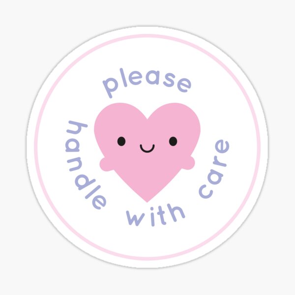 Please Handle With Care Pink Heart Stickers, Packaging Stickers