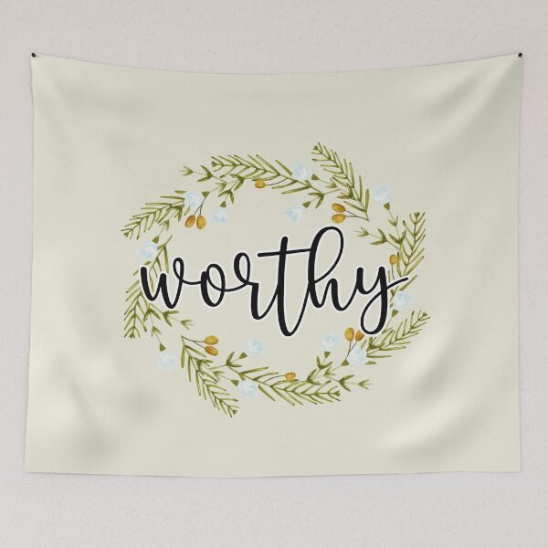 Item preview, You Are Worthy Wreath Black Calligraphy designed and sold by amazingjoy.