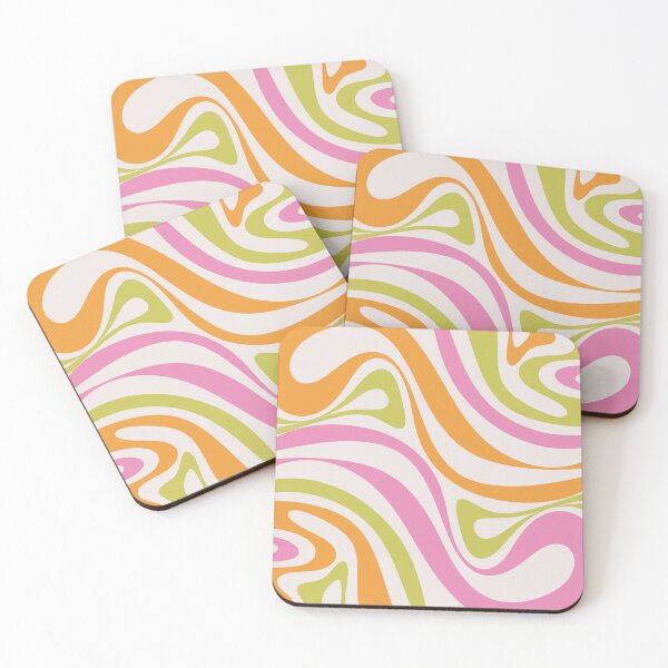 Aperçu de l'œuvre New Groove Trippy Retro 60s 70s Colorful Swirl Abstract Pattern Pink Lime Green Orange créée et vendue par kierkegaard.