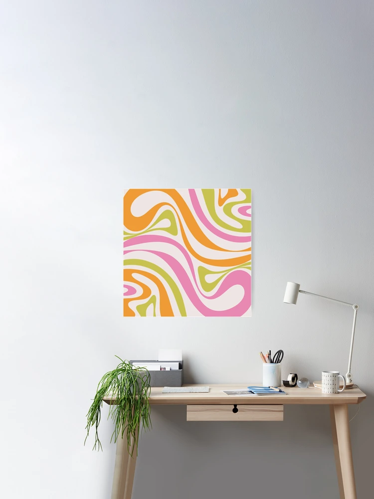 New Groove Trippy Retro 60s 70s Colorful Swirl Abstract Pattern Pink Lime  Green Orange Poster for Sale by kierkegaard | Redbubble