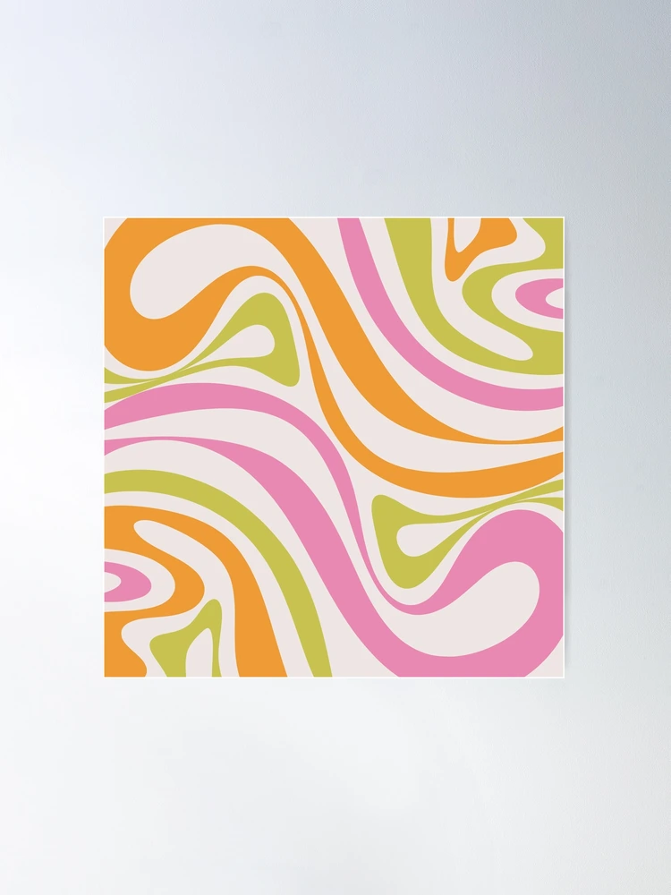 New Groove Trippy Retro 60s 70s Colorful Swirl Abstract Pattern Pink Lime  Green Orange Poster for Sale by kierkegaard | Redbubble