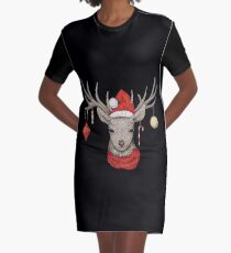 Christmas Deer Graphic T-Shirt Dress