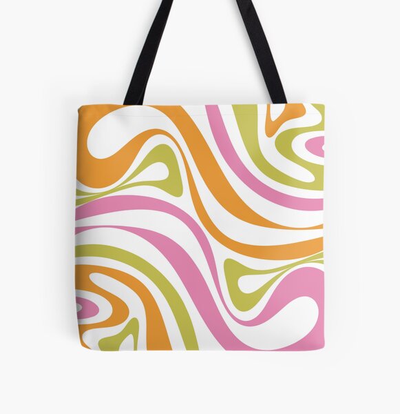 New Groove Retro Swirl Abstract Pattern Pink Orange Yellow Tote Bag for  Sale by kierkegaard