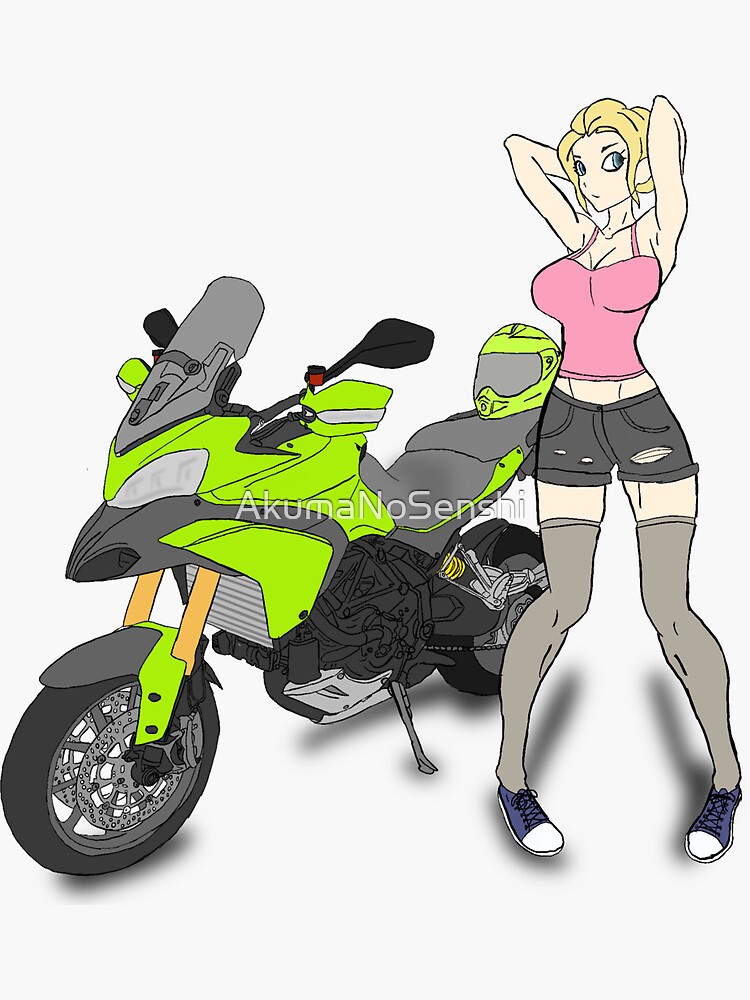 Anime Girl with motorcycle Japanese JDM design Sticker