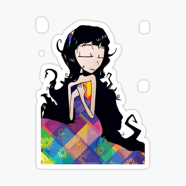 Natalie - Pretty Girl in a Rainbow Dress Illustration Sticker