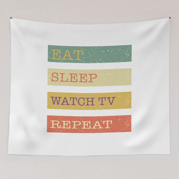 Item preview, Eat Sleep Watch TV Repeat retro vintage designed and sold by ZEDSOU ⭐⭐⭐⭐⭐.