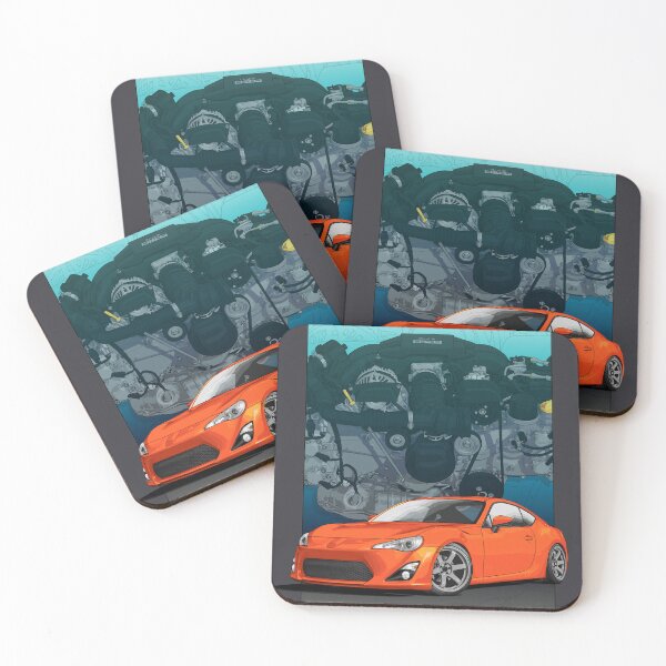 Item preview,  Orange GT-86 Illustration with 4u gse engine backdrop designed and sold by ArtyMotive.