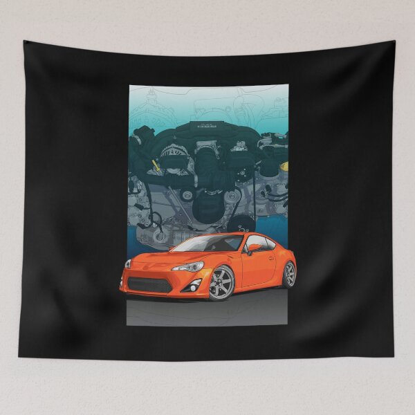 Item preview,  Orange GT-86 Illustration with 4u gse engine backdrop designed and sold by ArtyMotive.