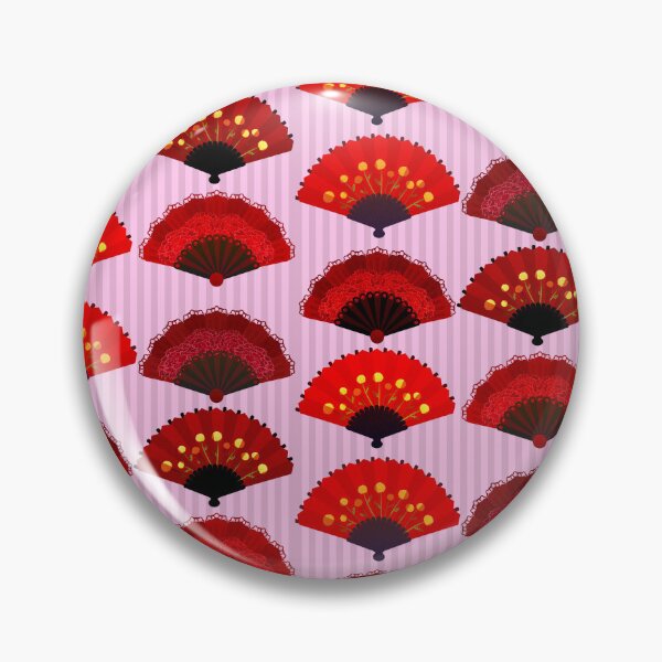 Item preview, Japanese fan, fan, red, traditional fan, pink background, cute pattern designed and sold by Ellecher23.