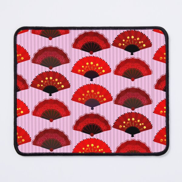 Item preview, Japanese fan, fan, red, traditional fan, pink background, cute pattern designed and sold by Ellecher23.