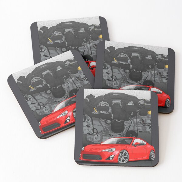 Item preview, Red GT-86 Illustration with 4u gse engine backdrop designed and sold by ArtyMotive.