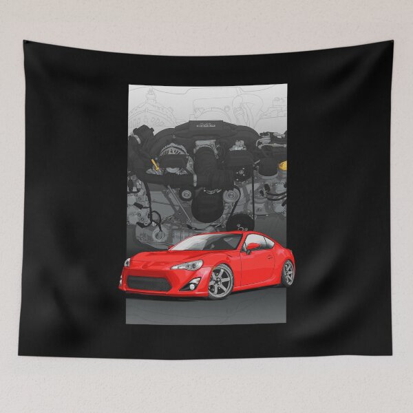 Item preview, Red GT-86 Illustration with 4u gse engine backdrop designed and sold by ArtyMotive.