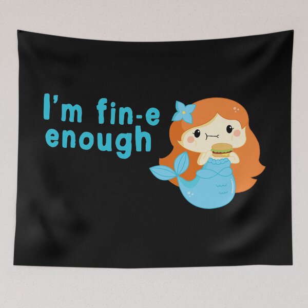 Item preview, Hungry mermaid with burger kawaii design designed and sold by high5doodle.