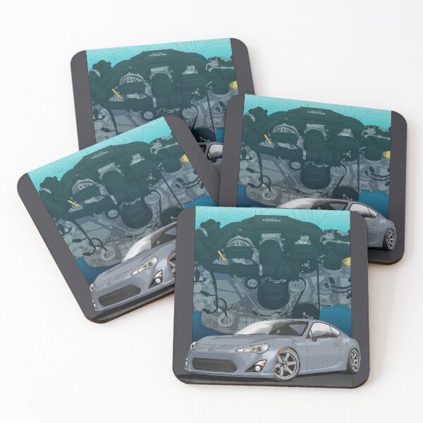 Item preview, Silver GT-86 Illustration with 4u gse engine backdrop designed and sold by ArtyMotive.