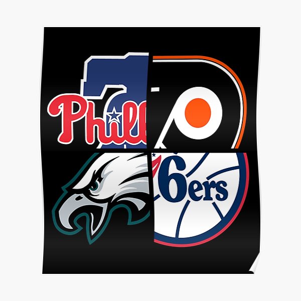 Philadelphia Sports Teams Red Poster, Philadelphia Eagles, Flyers, 76ers,  Phillies, gift