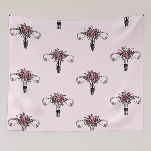 Item preview, Floral Uterus with flowers, Feminist, femminism, uteruses, girl, women, watercolor style designed and sold by Collagedream.
