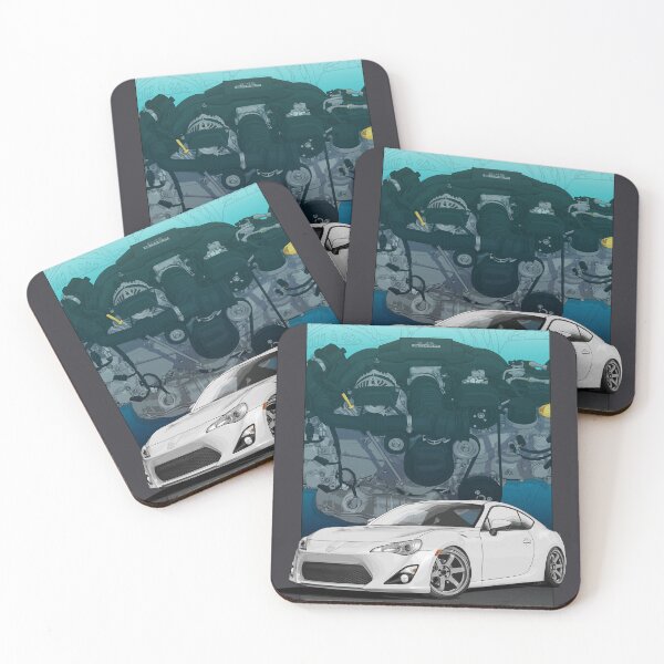 Item preview, White GT-86 Illustration with 4u gse engine backdrop designed and sold by ArtyMotive.