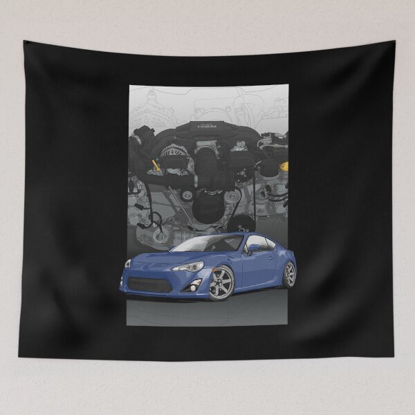 Item preview, Blue GT-86 Illustration with 4u gse engine backdrop designed and sold by ArtyMotive.
