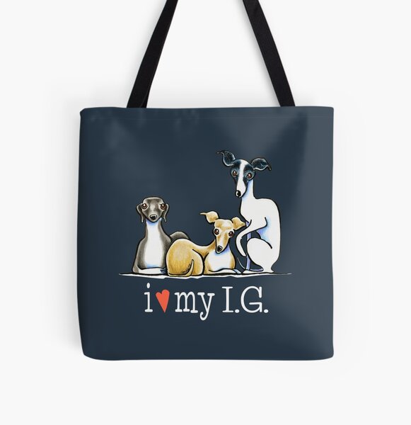 Canvas Tote Bag Blue White Italian Greyhound Trio Cute Seal Funny Lover Reusable Handbag Shoulder Grocery Shopping Bags