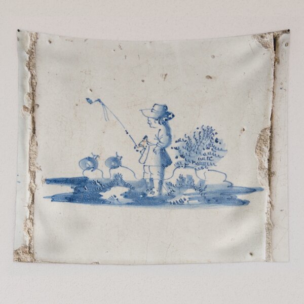 Item preview, Vintage Delft blue tile with fisherman designed and sold by Photopat.