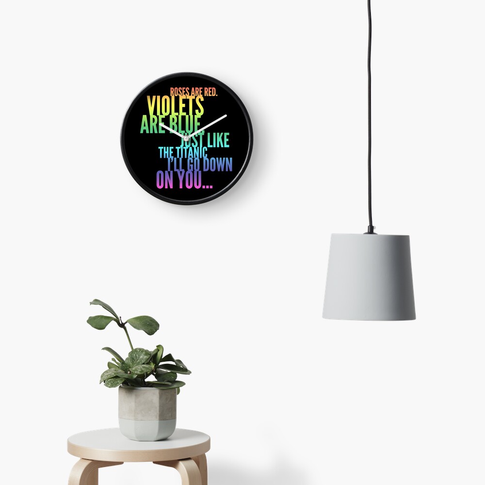 "Roses Are Red Rude Funny Poem Joke" Clock for Sale by Cudge82 Redbubble