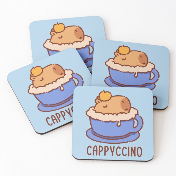 Item preview,  Cappyccino, capybara in a cappuccino, blue cup designed and sold by manydoodles.