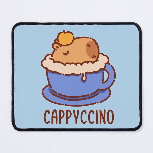 Item preview,  Cappyccino, capybara in a cappuccino, blue cup designed and sold by manydoodles.