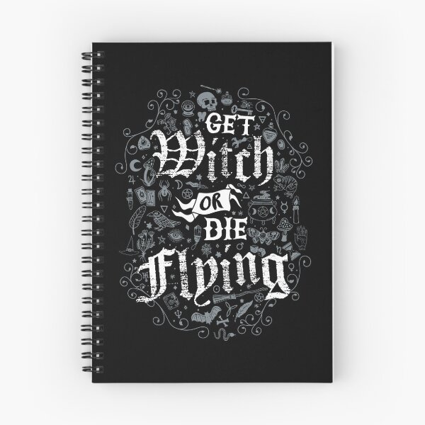 Item preview, Get Witch or Die Flying - Goth - Grey Occult Witch Symbols  designed and sold by Nemons.