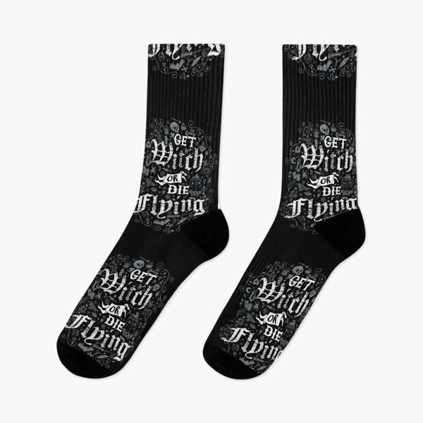 Item preview, Get Witch or Die Flying - Goth - Grey Occult Witch Symbols  designed and sold by Nemons.