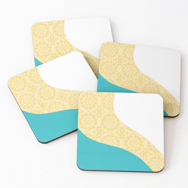 Item preview, Simple Waves - Floral Pattern Turquoise and Yellow designed and sold by LAEC-Shop.