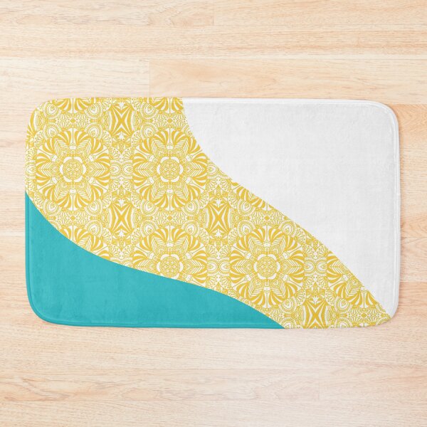 Item preview, Simple Waves - Floral Pattern Turquoise and Yellow designed and sold by LAEC-Shop.