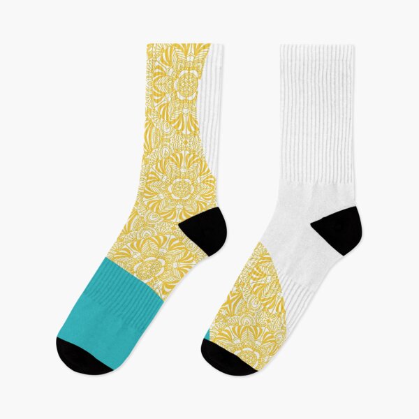 Item preview, Simple Waves - Floral Pattern Turquoise and Yellow designed and sold by LAEC-Shop.
