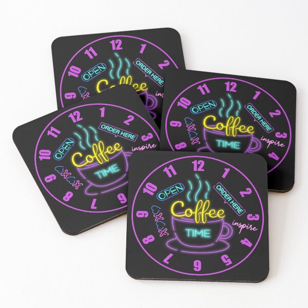 Item preview, Cool Retro 80s Coffee Time Neon Sign with Bold Numbers designed and sold by Cawaiico.
