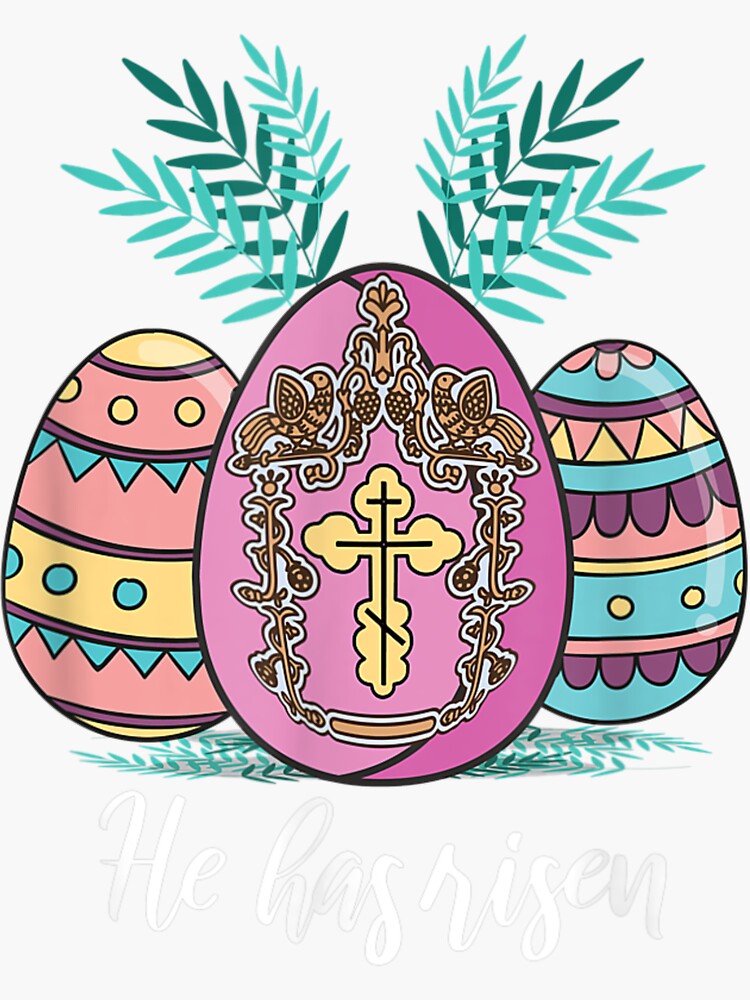 "Orthodox Easter Egg Cross Greek Lent Scripture Design" Sticker by